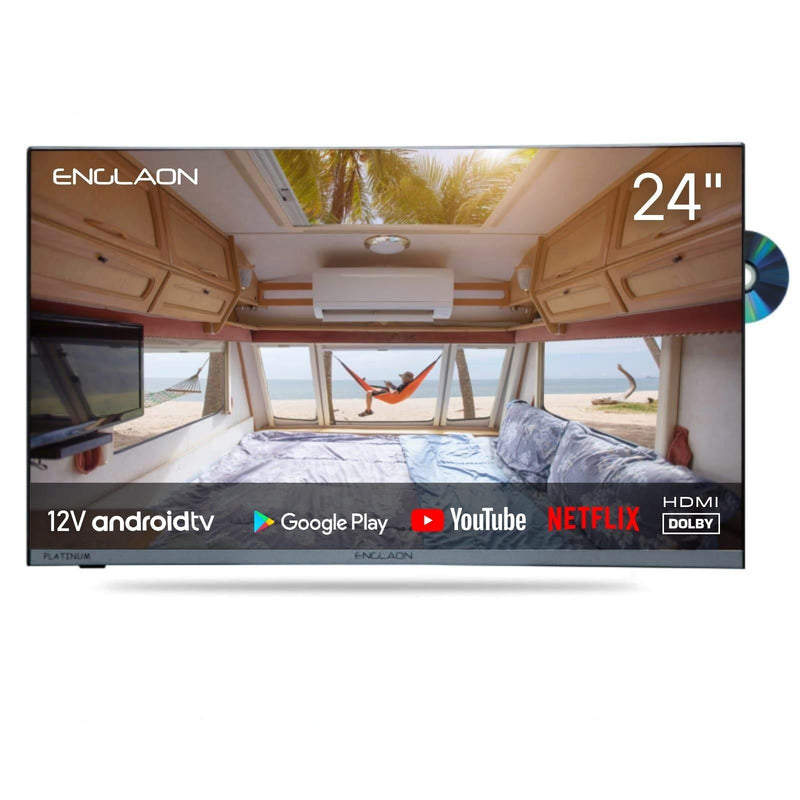 ENGLAON Frameless 24″ Full HD Google Smart 12V TV With Built-in DVD player and Chromecast