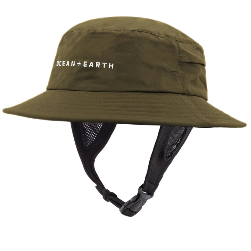 Ocean & Earth Bingin Kids Soft Peak Surf Hat with Chin Strap (Olive)