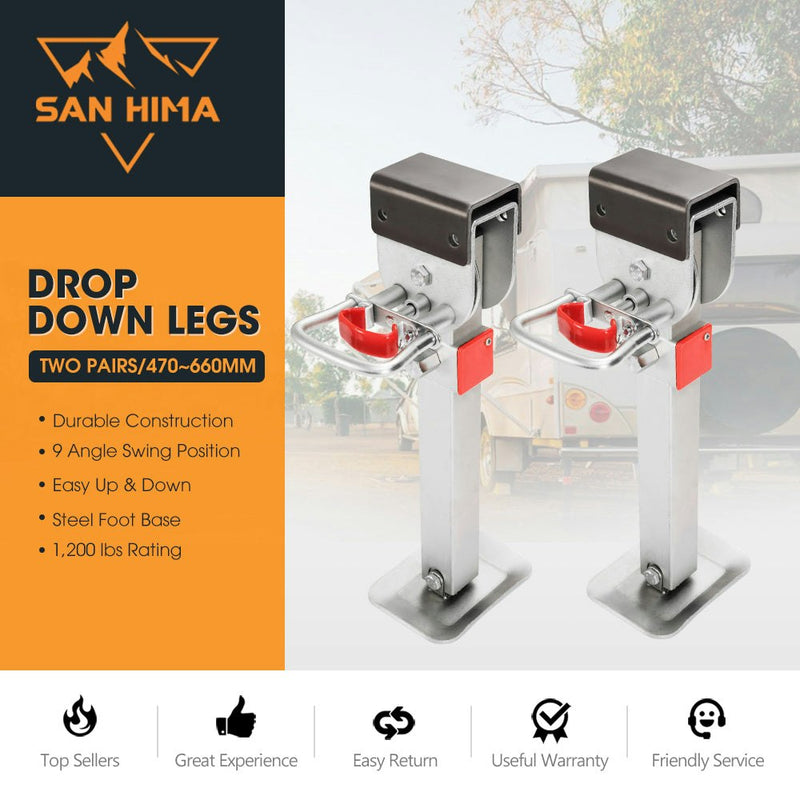 4x 470MM Corner Legs Drop Down W/Handle Steel Base 1200LBS