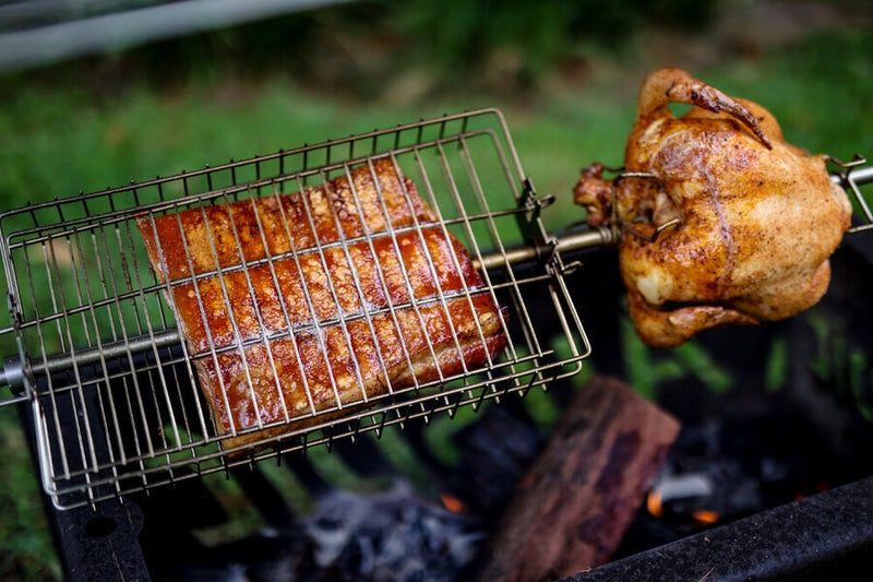 Auspit Spit Rotisserie Stainless Steel Adjustable Basket