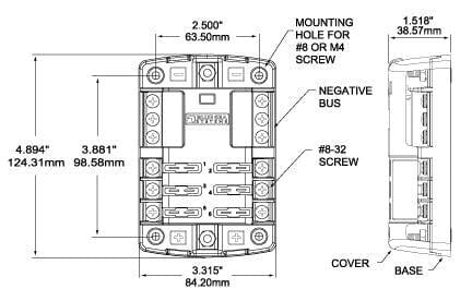 Blue Sea Blade Fuse Block/Holder – 6 Circuits with Negative Bus and Cover