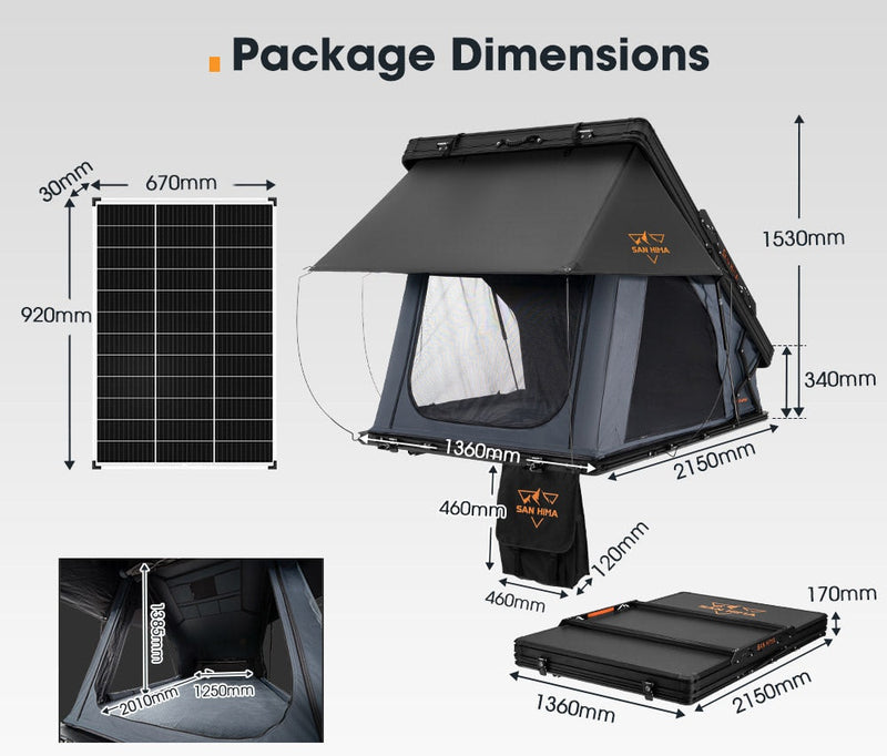 San Hima Kalbarri X Rooftop Tent Hardshell With Ladder 4x4 + 130W Solar Panel