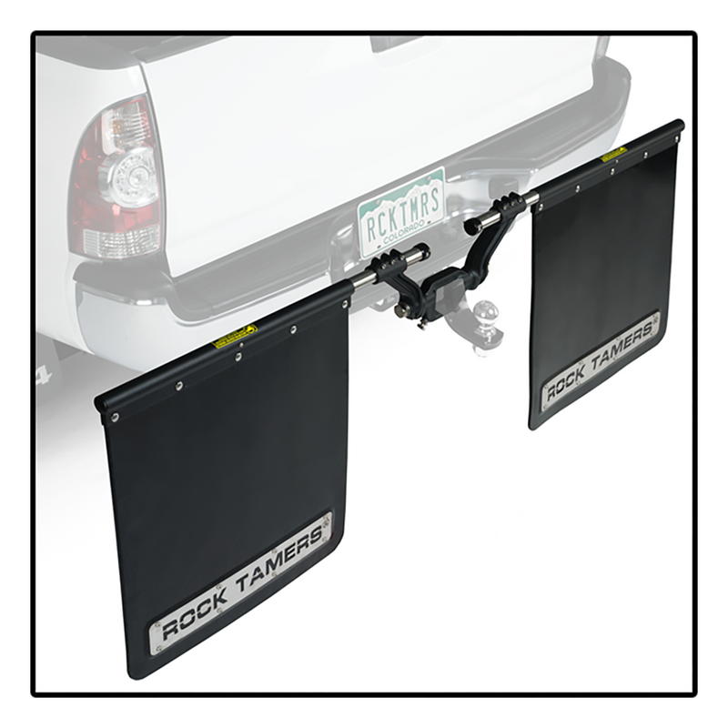 Rock Tamers 2” Hub Mudflap System Matte Black/Stainless Steel Trim Plates