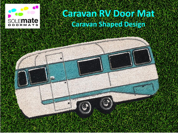 Caravan RV Door Mat - Caravan Shaped Design