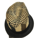 3 Tone Lattice Weave Paper Straw Trilby Hat - M 57cm (Fedora Trim Summer Sun Cap)