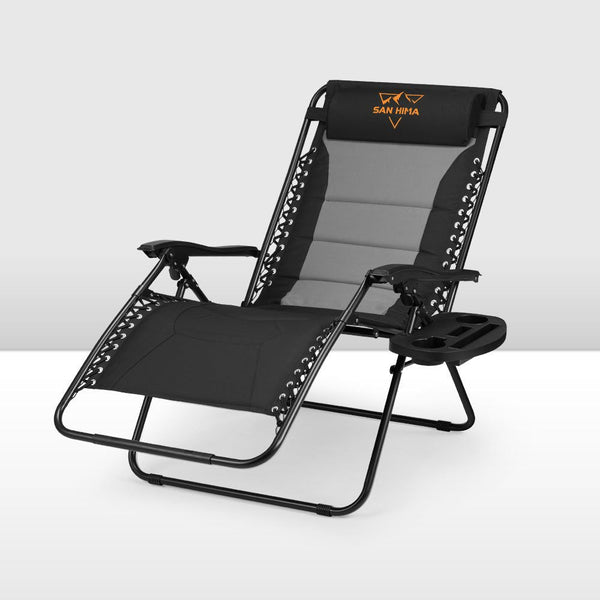 San Hima Folding Camping Chair Portable Lounge Recliner Thick Padding Outdoor