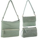 3pc Pierre Cardin Woven Leather Crossbody Bag Set - Mint Green