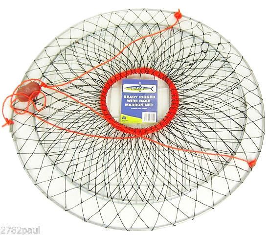 Wilson Ready Rigged Wire Bottom Marron Net- 2 Rings With Float And Rope