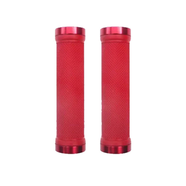 Trigram Lock-on Bike Grips Kraton Rubber 130mm with 2 side lock rings Red