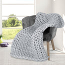 Dreamz Knitted Weighted Blanket Chunky Bulky Knit Throw Blanket 3kg Grey