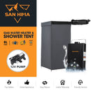 San Hima Shower Awning Tent Instant Ensuite Fold-Out & 8L Gas Hot Water Heater