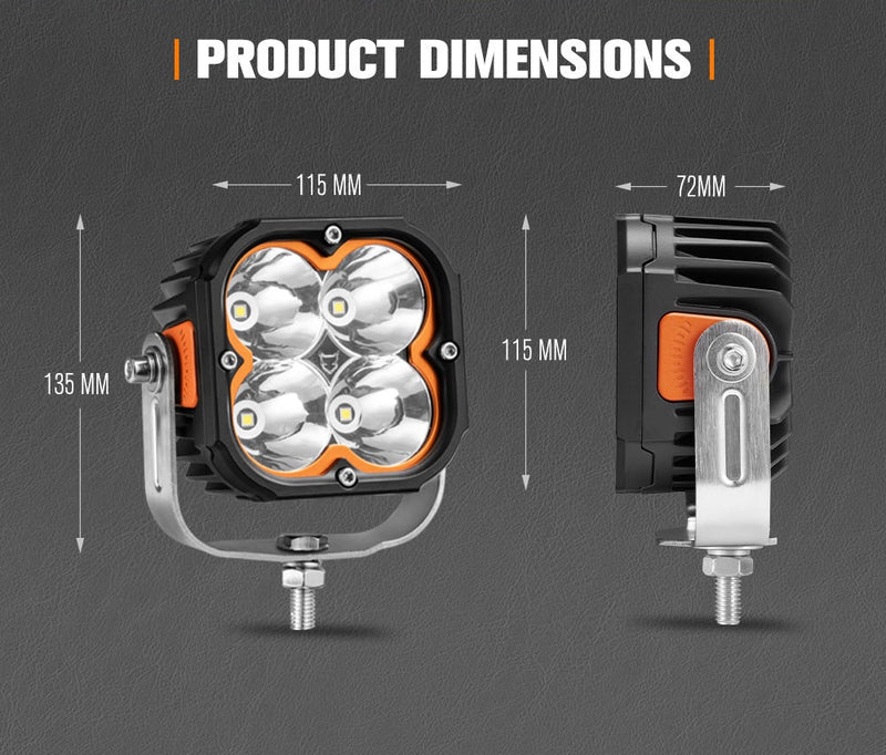 LIGHTFOX Cygnus Pair&nbsp;5inch Osram&nbsp;LED&nbsp;Pod&nbsp;Lights&nbsp;1Lux@396m 7,053Lumens