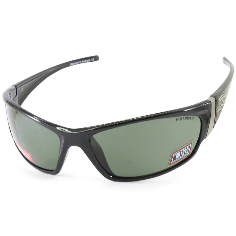 Dirty Dog Stoat 52992 Polished Black/Green Men's Polarised Wrap Sunglasses