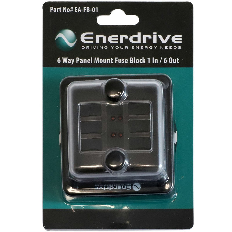 Enerdrive Fuse Block, Rear Entry Panel Mount 1 In 6 Out with LEDs