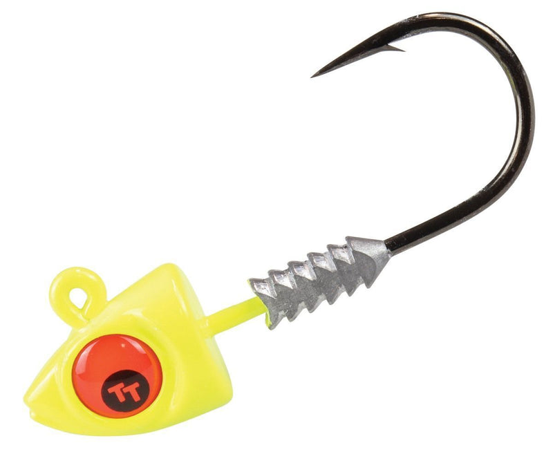 3 Pack of TT Fishing Big EyeZ Chartreuse Jigheads with Red Eyes