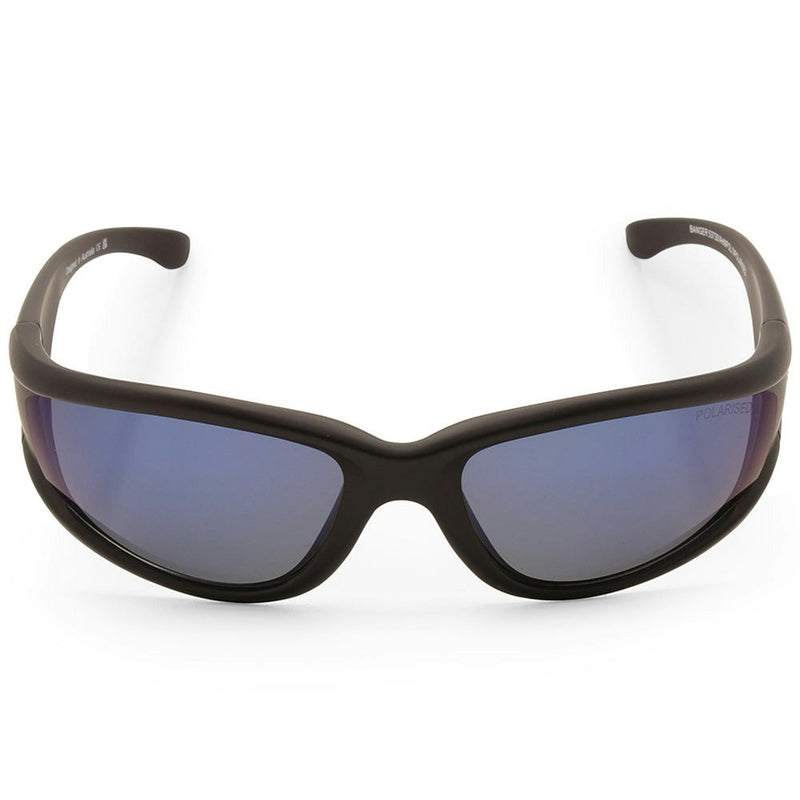 Dirty Dog Banger Satin Black-Grey/Blue Mirror Polarised Men's Sport Sunglasses 53730