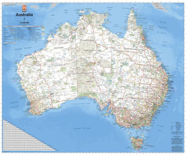 Australia Handy Map - 745x620 - Laminate paper in a tube
