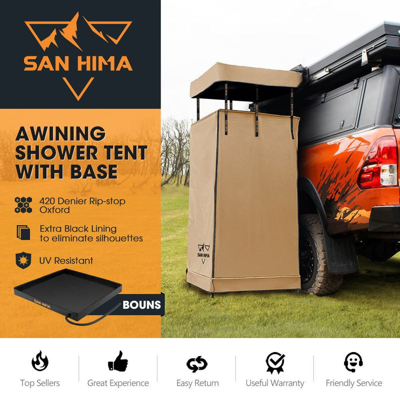 San Hima Camping Shower Tent Awning Fold-Out Brown & Camping Shower Tent Base