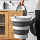 15L Foldable Collapsible Bucket - Silicone Storage Bin - Dark Grey/White
