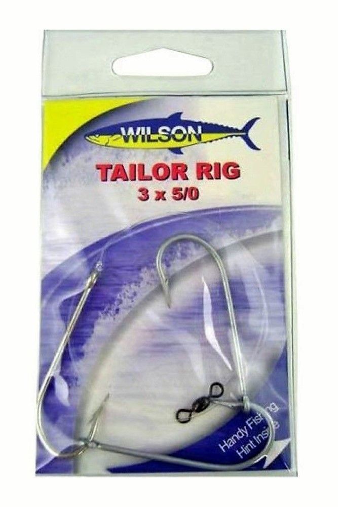 Wilson Tailor Fishing Rig 3x5/0 Hook-Setup - 40lb Clear Mono Leader