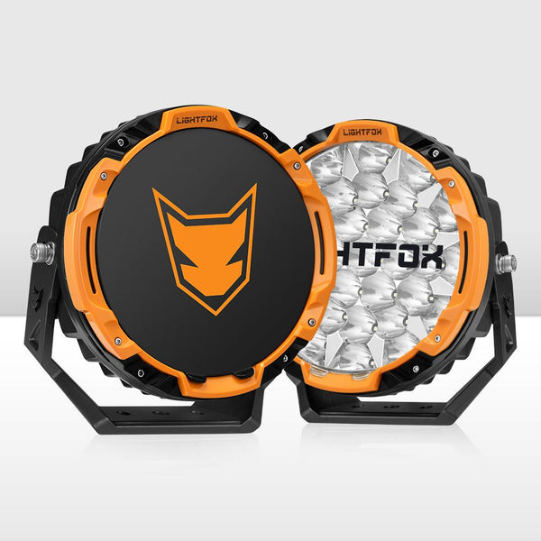 LIGHTFOX 9 inch Osram LED Driving Lights Round Black Spotlight DRL Offroad Truck 4x4