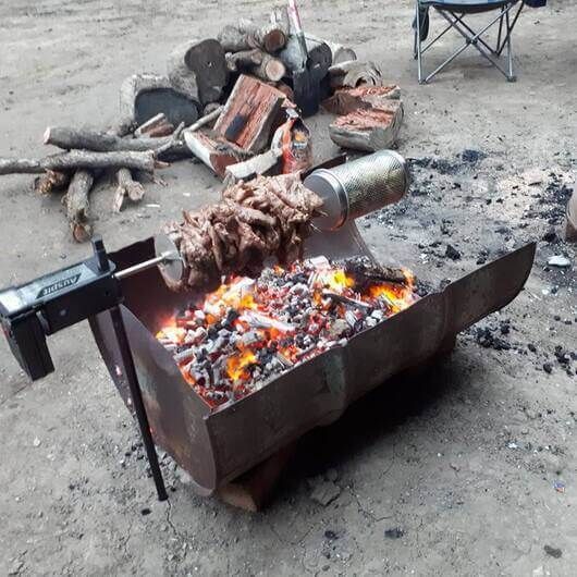 Auspit Original Compact Portable Spit Rotisserie Package (Firepit Not Included)