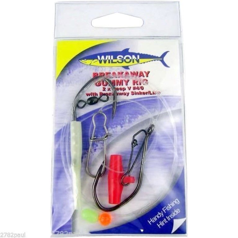 Wilson Breakaway Gummy Rig 2 X 4/0 Deep V - With Breakaway Sinker/Line 60lb