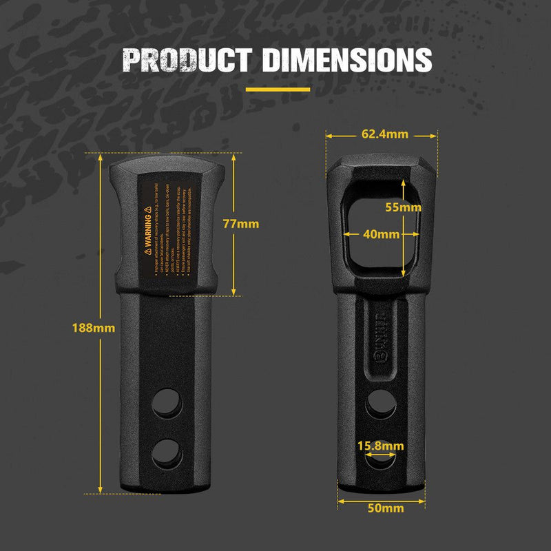 Bunker Indust 2" Recovery Hitch Receiver 10T Heavy Duty Tow Bar Off Road 4X4 4WD