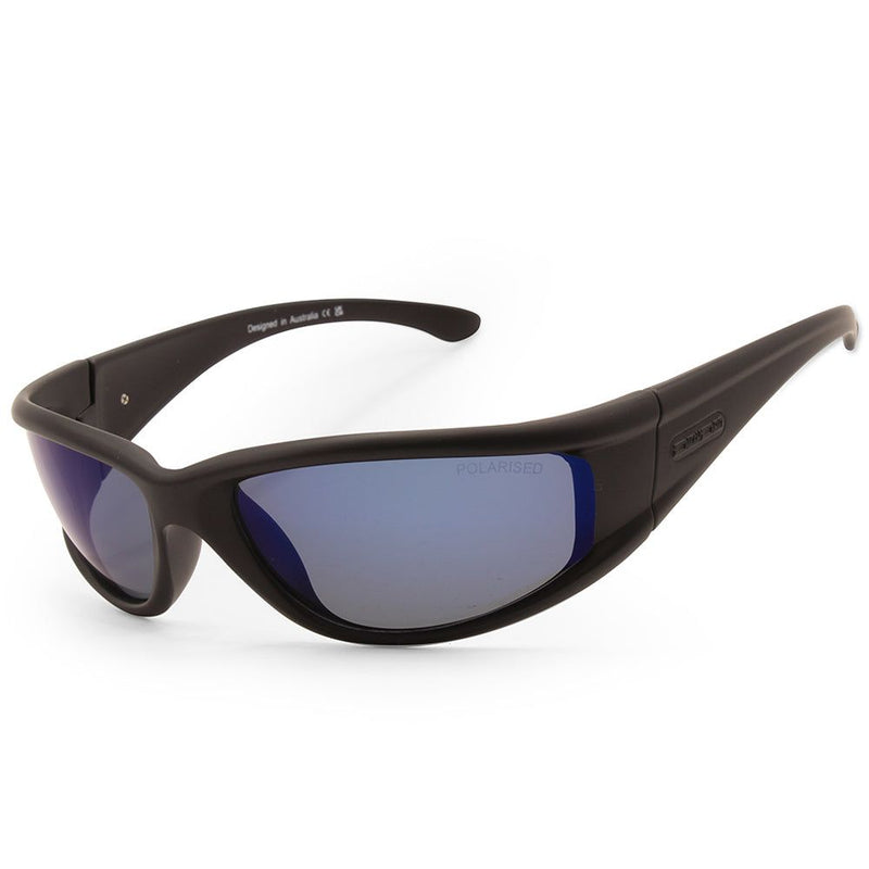 Dirty Dog Banger Satin Black/Grey-Blue Mirror Polarised Men's Sport Sunglasses