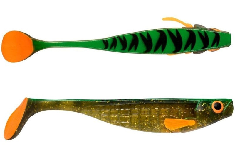 18cm Storm RIP T-Bone Soft Shad Lure - Green Motor Oil Tiger