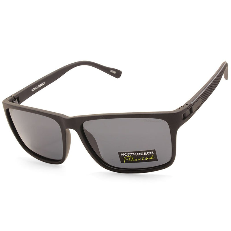North Beach Clipper Satin Black/Grey Unisex Polarised Sunglasses
