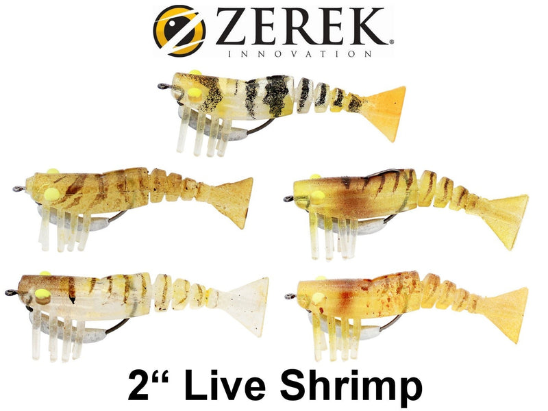 Zerek 2 Inch Live Shrimp Soft Plastic Fishing Lure with Bonus Jig Head