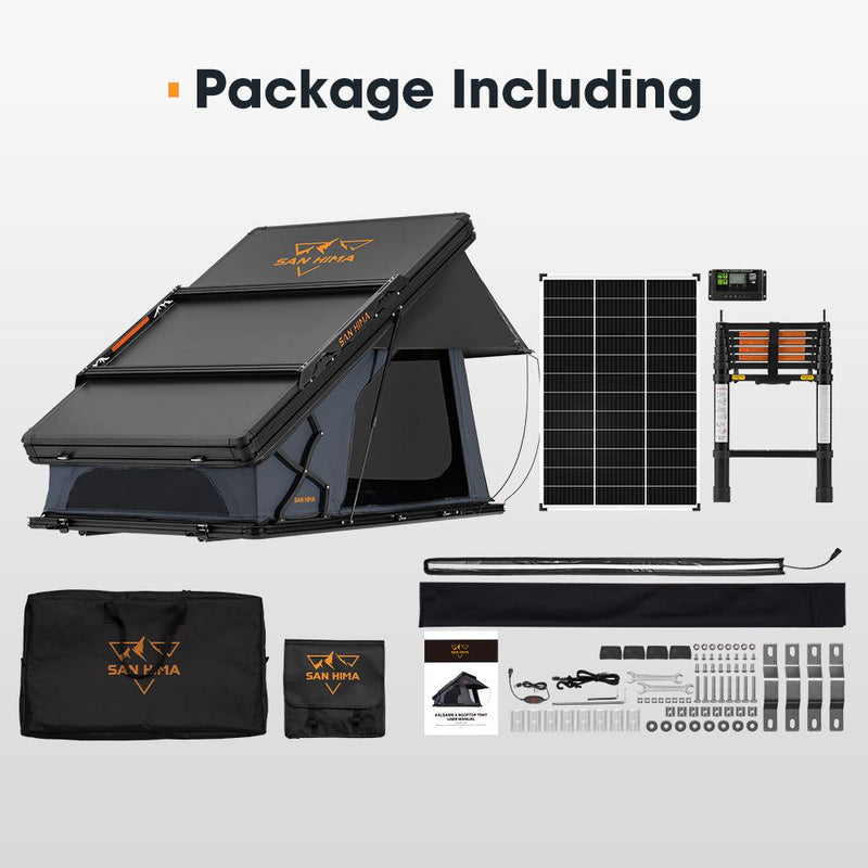 San Hima Kalbarri X Rooftop Tent Hardshell With Ladder 4x4 + 130W Solar Panel