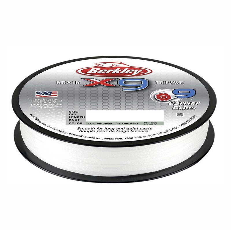 270m Spool of 80lb Berkley X9 Braided Fishing Line-Crystal White 9 Carrier Braid