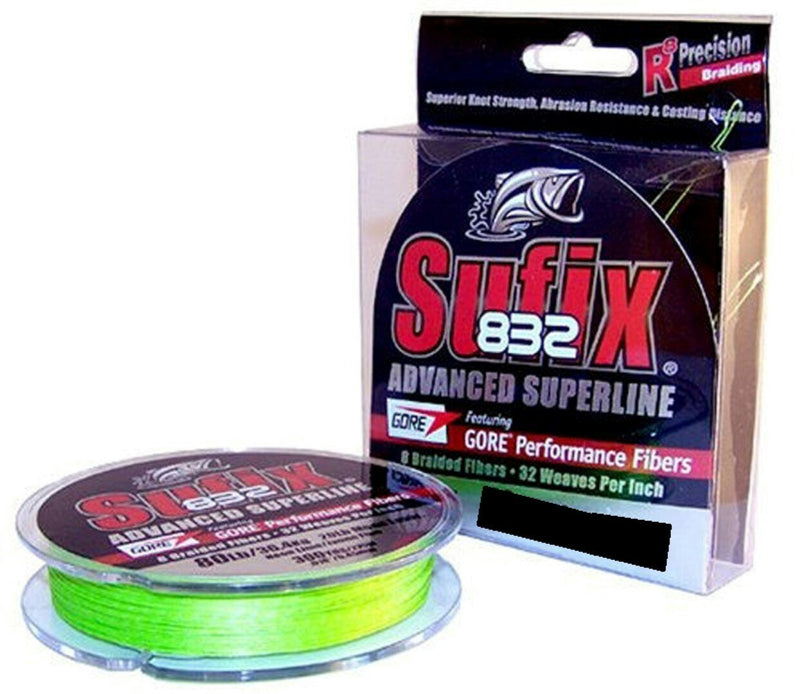 150yd Spool of 80lb Sufix 832 Advanced Superline Braided Fishing Line -Neon Lime