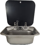 RV Flowmaster Stainless Steel Sink with Glass Lid + Folding Faucet