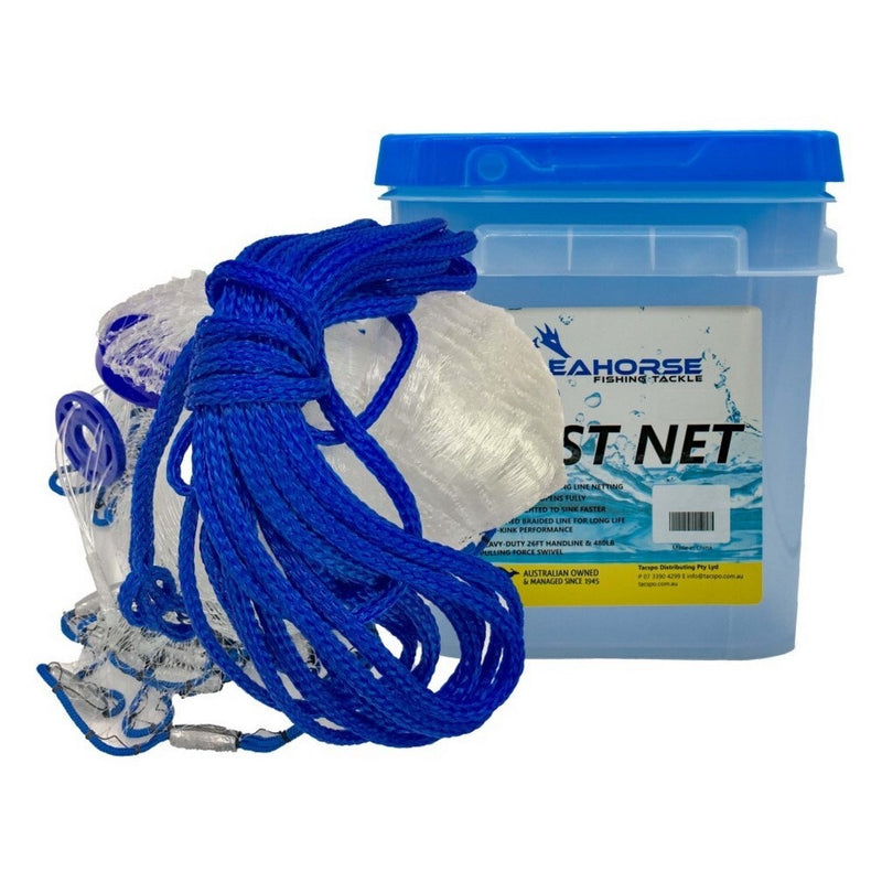 Seahorse Lead Weighted 10ft Mono Drawstring Cast Net with 3/4 Inch Mesh