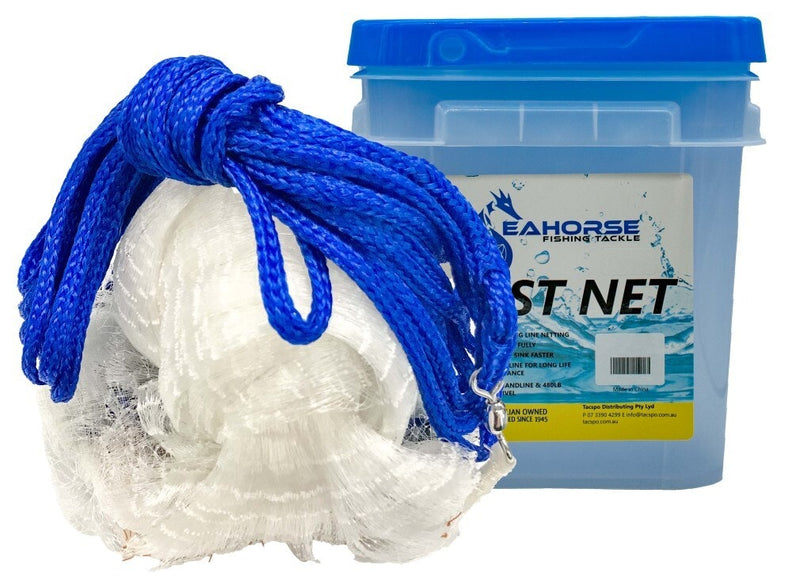 Seahorse Bottom Pocket 10ft Mono Cast Net with 1 Inch Mesh