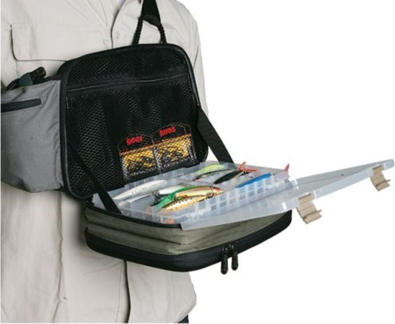Rapala Fishing Tackle Sling Bag with Padded Shoulder Strap and 2 Tackle Trays