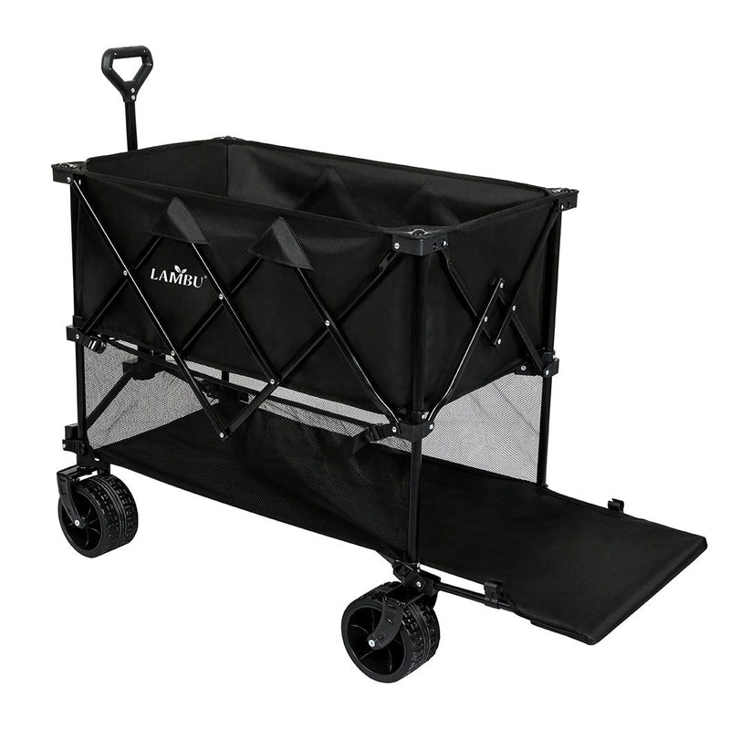 Lambu Folding Wagon Cart 400L Double Decker Camping Shopping Trolley Wheels