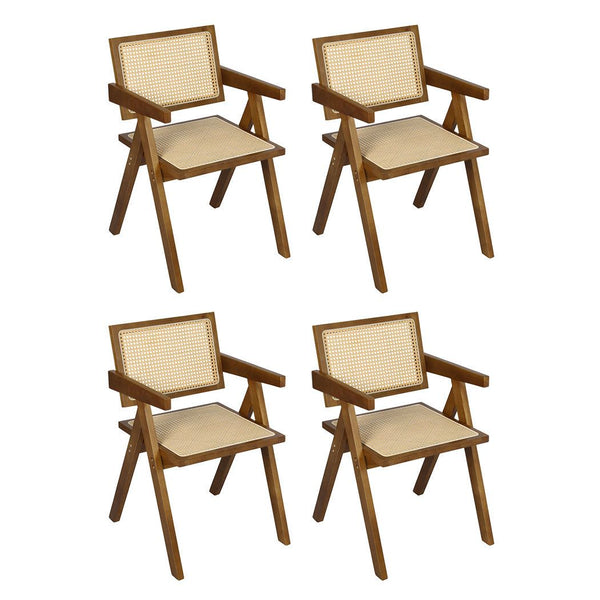 Levede 4x Armchair Dining Chair Wicker Wooden Chairs Rattan Accent Lounge Seat