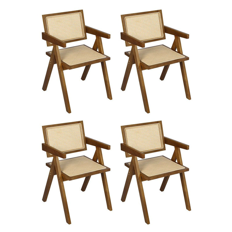Levede 4x Armchair Dining Chair Wicker Wooden Chairs Rattan Accent Lounge Seat