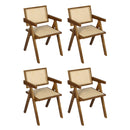 Levede 4x Armchair Dining Chair Wicker Wooden Chairs Rattan Accent Lounge Seat