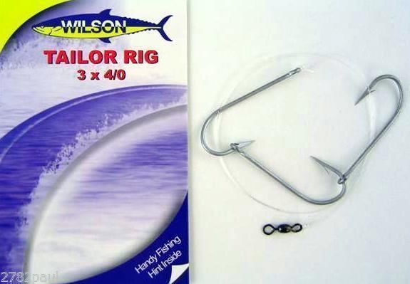 Wilson Tailor Fishing Rig 3x4/0 Hook-Setup - 40lb Clear Mono Leader
