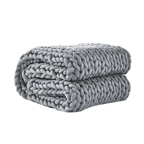 Dreamz Knitted Weighted Blanket Chunky Bulky Knit Throw Blanket 3kg Grey