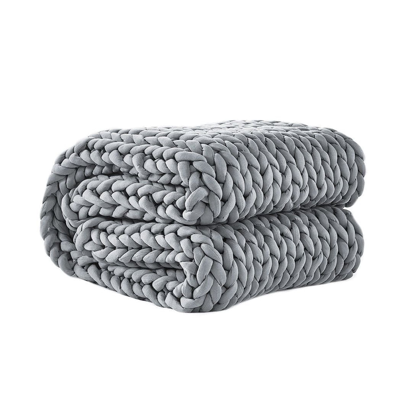 Dreamz Knitted Weighted Blanket Chunky Bulky Knit Throw Blanket 3kg Grey