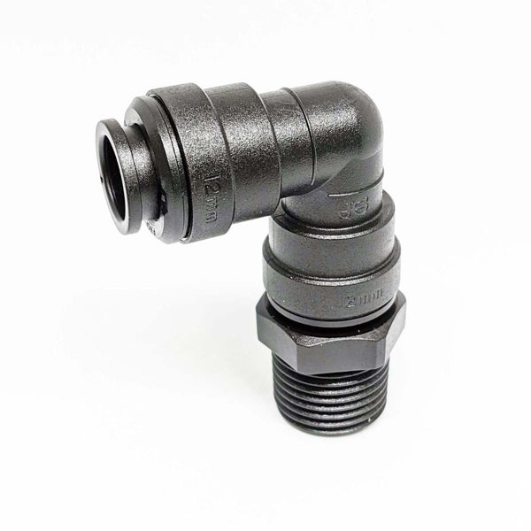 John Guest 12mm Tube OD x 1/2" BSPT Plastic Swivel Elbows Male