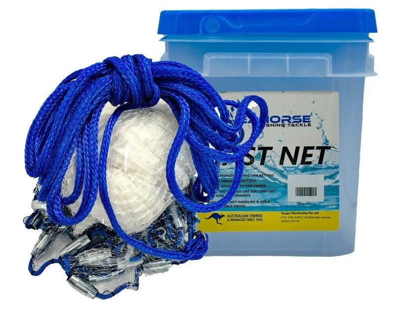 Seahorse Bottom Pocket 8ft Mono Cast Net with 3/4 Inch Mesh & Economical Weights