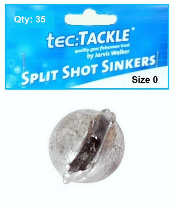 35 x Jarvis Walker 0 Split Shot Sinkers - Pre Packed 0 Split Shot Fishing Sinkers