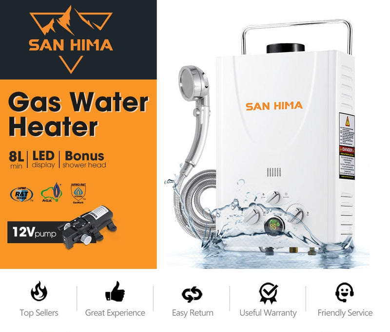 SAN HIMA Portable Gas Hot Water Heater System 8L